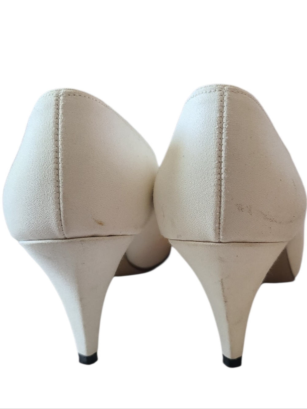 VINTAGE | DYEABLES | BRIDAL PUMPS W/FLORAL LACE APPLIQUÉ | SIZE 7 - Picture 10 of 11
